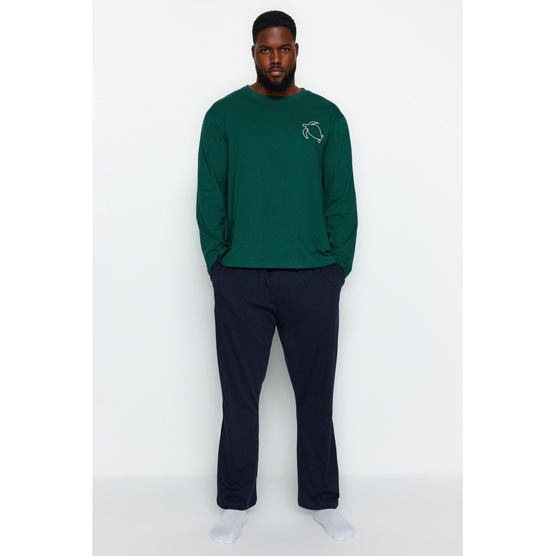 MAN Men's Animal print Long sleeve Homewear Regular fit Plus Size Pajama Set