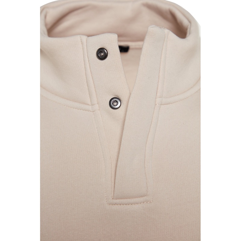 MAN Men's Beige Color Block Long Sleeve Oversized Sweatshirts