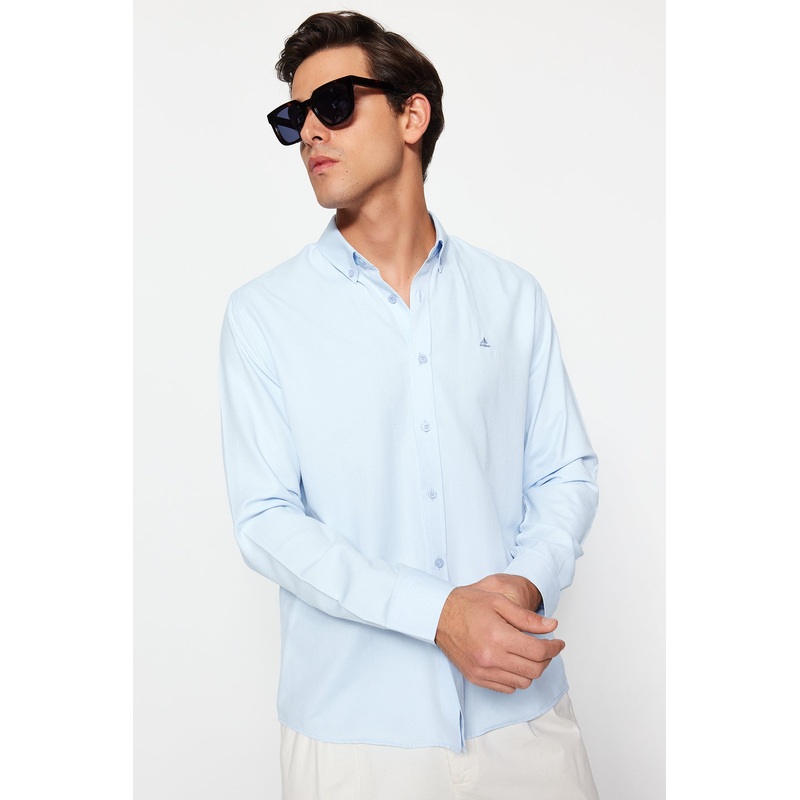 MAN Men's BLUE Straight Long Sleeve Regular SHIRT