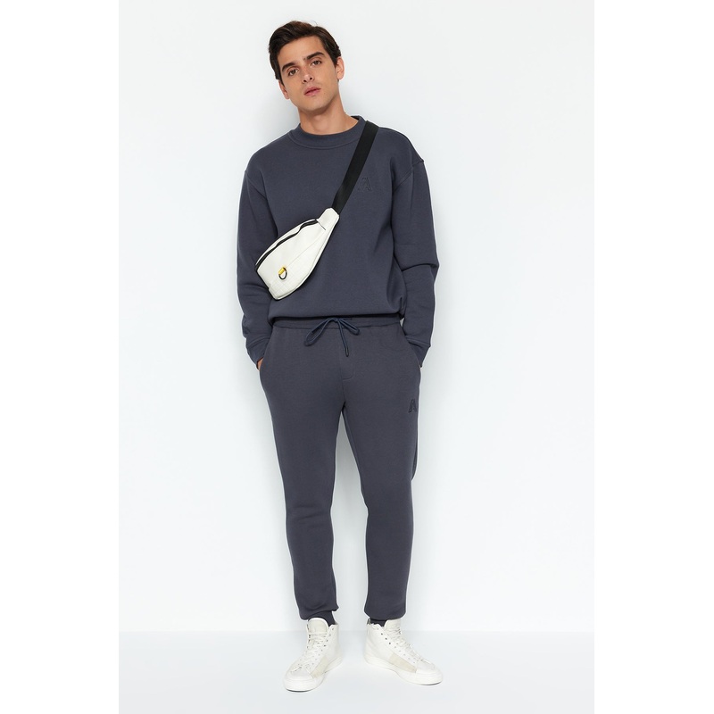 MAN Men's Gray Motto Regular Waist Sweatpants