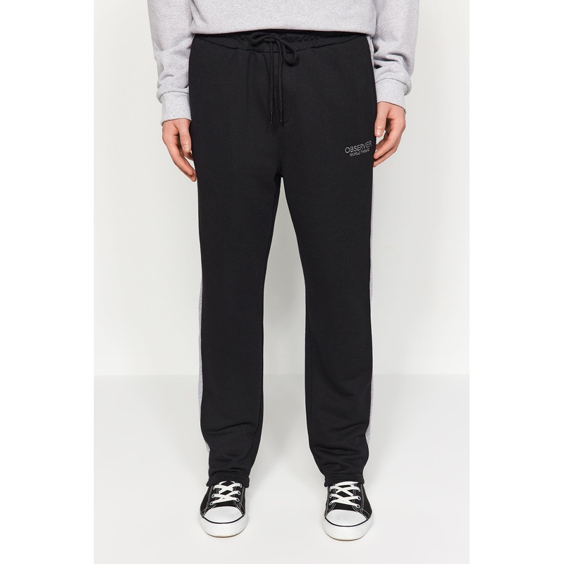 MAN Men's Grey Slogan Regular Normal Waist Sweatpants