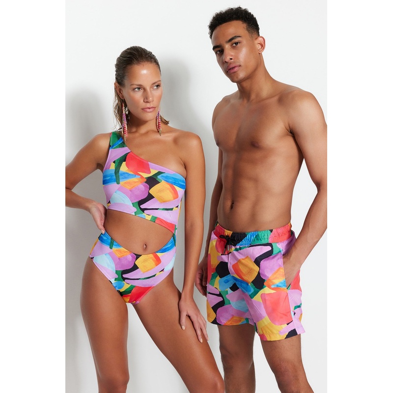 MAN Men's Multicolor Abstract Swim Shorts