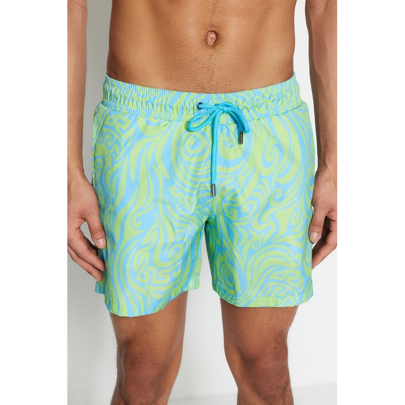 Man Men's White Abstract Swim Shorts