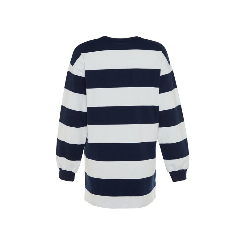 Modest Women's Dark blue Striped Long sleeve Regular fit Tunic