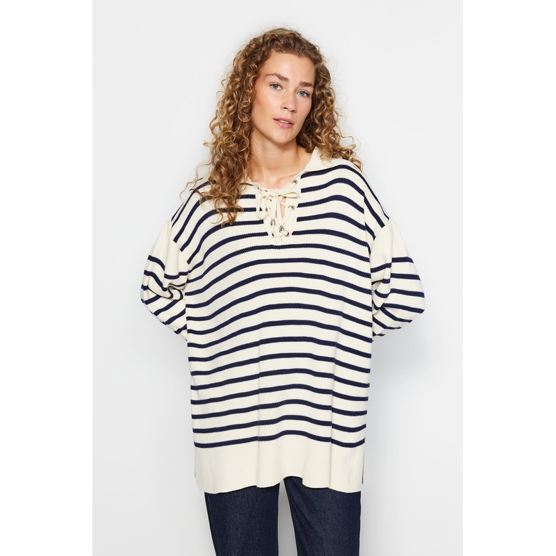 Modest Women's STRIPED Long Sleeve Regular Hijab Sweater