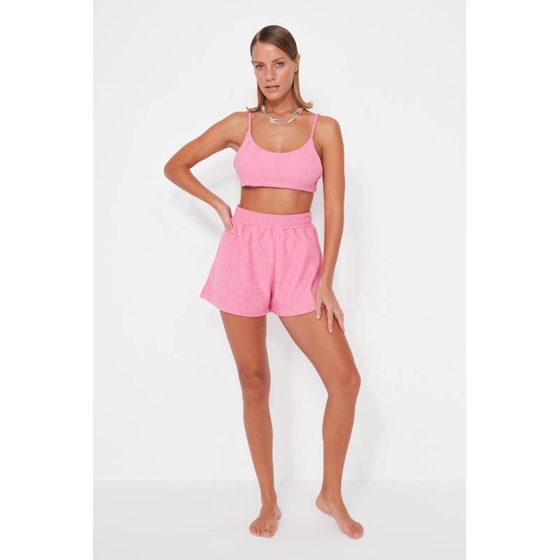 Women's 2 Pack Pink Plain Spaghetti Strap Beachwear Regular Fit Two-Piece Set