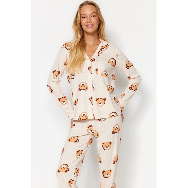 Women's Animal Print Long Sleeve Homewear Regular Fit Pajama Set