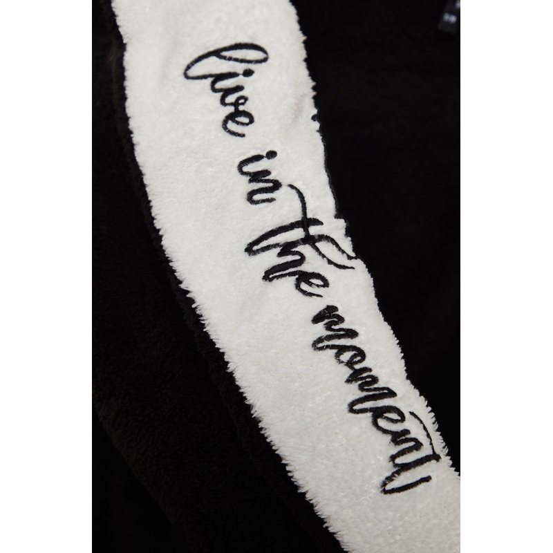 Women's Black Motto Dressing Gown