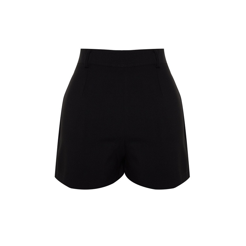 Women's black Straight High Waist Shorts & Bermuda