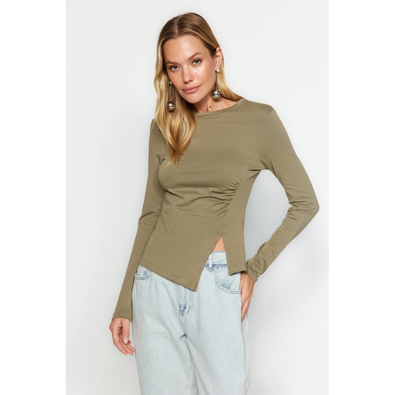 Women's black Straight Long Sleeve Slim Blouse