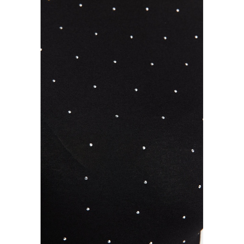 Women's black Straight Long Sleeve Slim Body