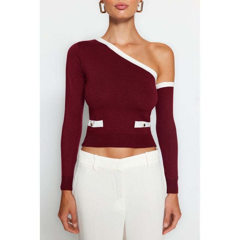 Women's Color Block Long Sleeve Slim Fit Sweater