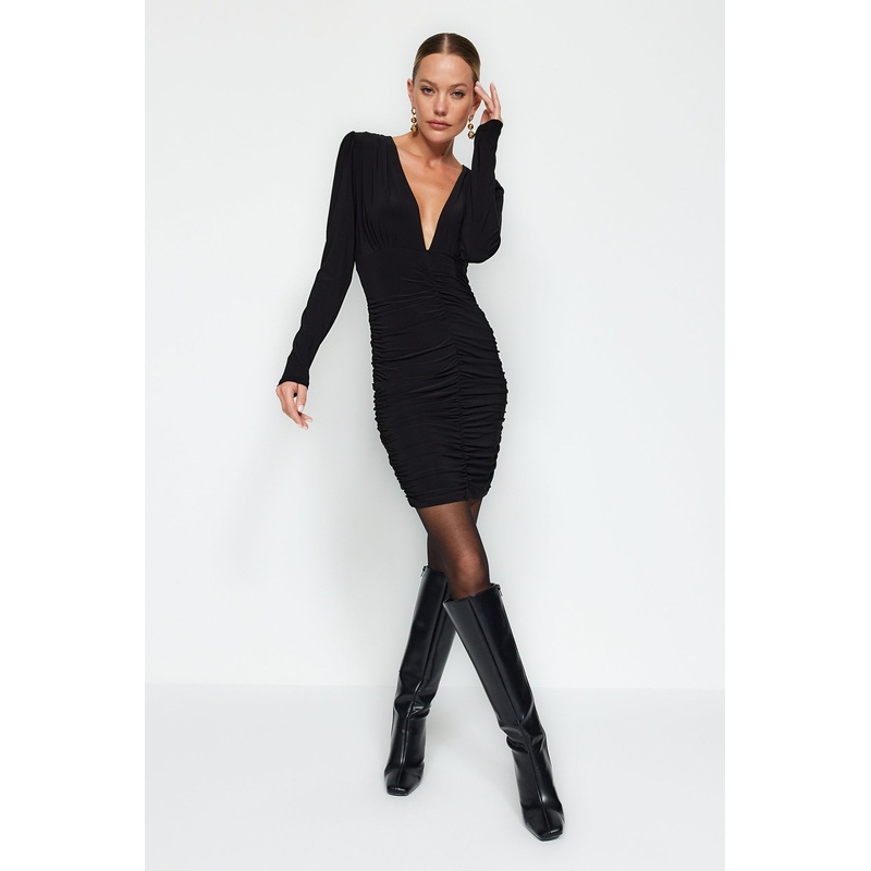 Women's Flat Mini Long Arm Day And Night Slim Dress