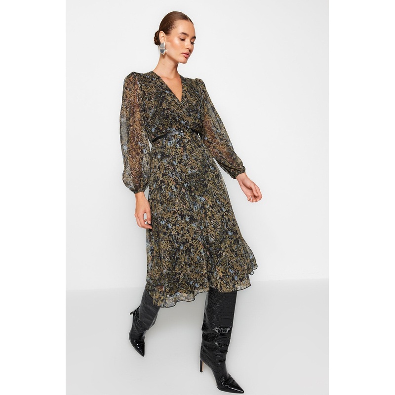 Women's Floral Midi Long sleeve Casual Regular fit Dress