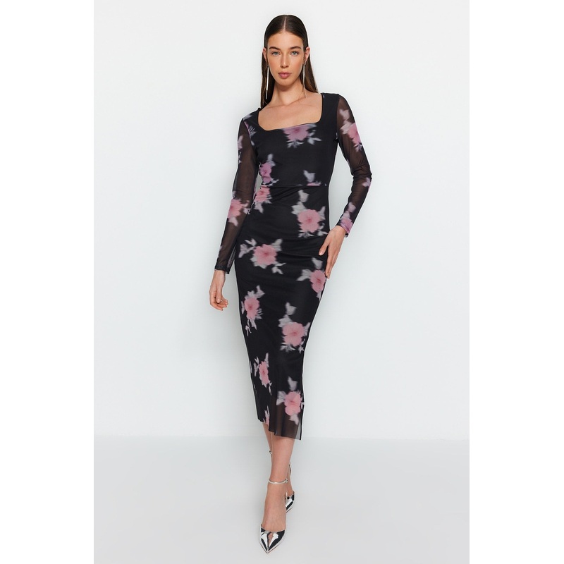 Women's Multicolor Floral Maxi Long sleeve Casual Regular fit Dress