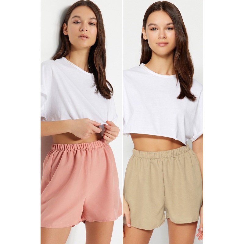 Women's Multicolor Plain Regular fit Normal Waist Shorts