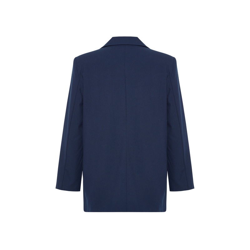 Women's NAVY BLUE Straight Long Sleeve Regular Blazer Jacket