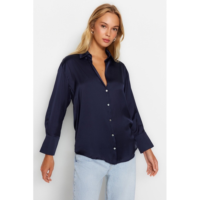 Women's Plain Long Sleeve Oversize Shirt