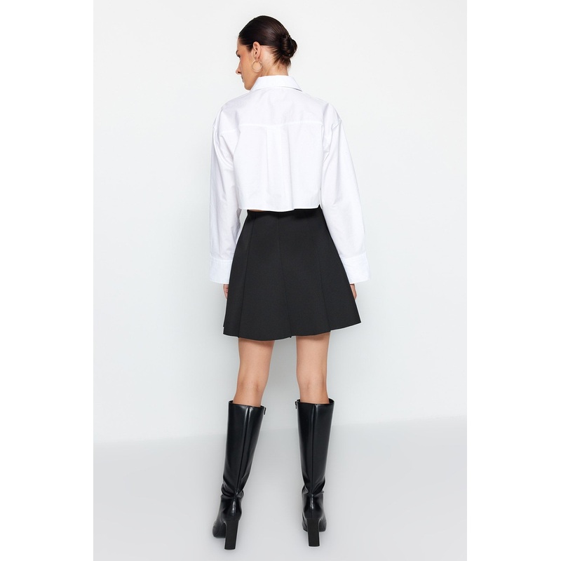 Women's Plain Mini Ruffle Hem Skirt