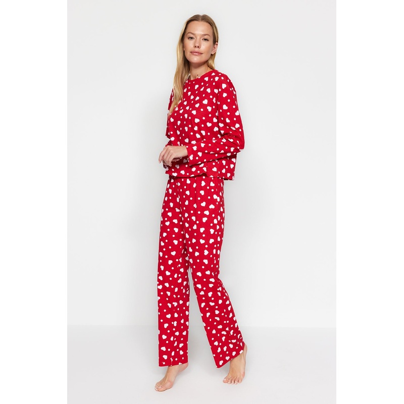 Women's Red Heart Long Sleeve Homewear Regular Pajamas Set