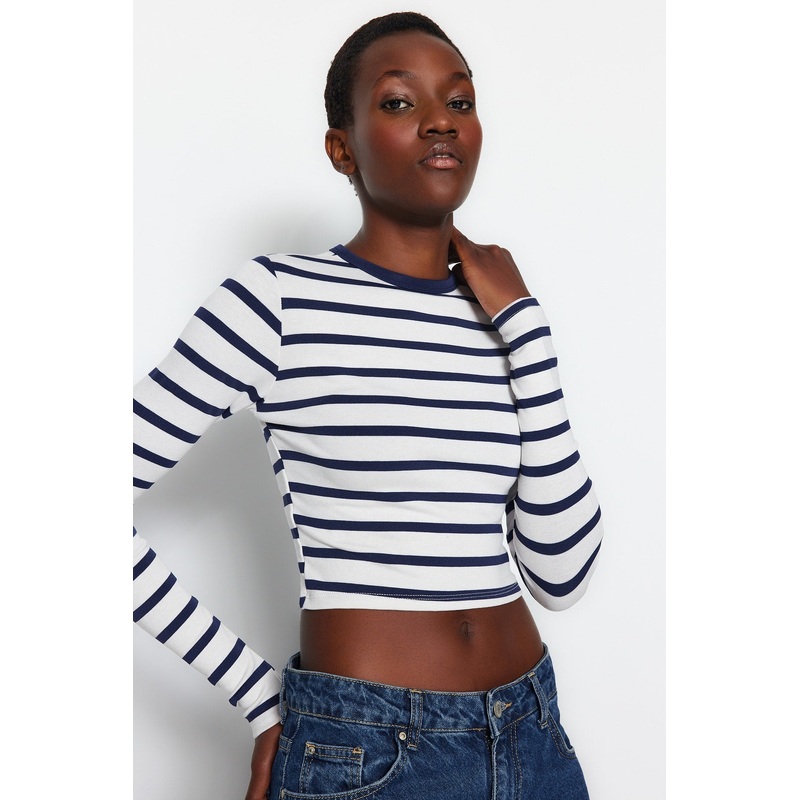Women's Striped Long Sleeve Slim Fit Blouse