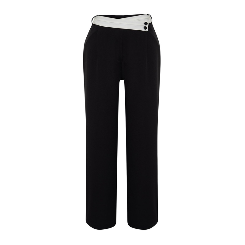 Curve Women's Plain High Waist Plus Size Trousers