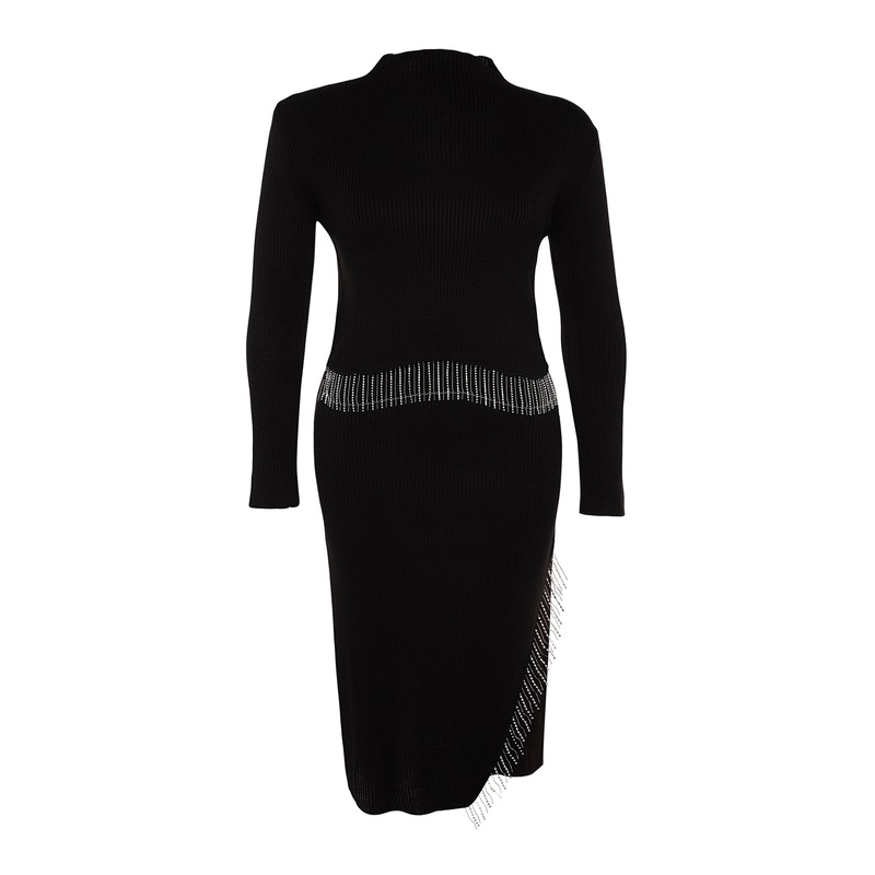 Curve Women's Plain Long Sleeve Evening / Daily Fitted Plus Size Two-Piece Set