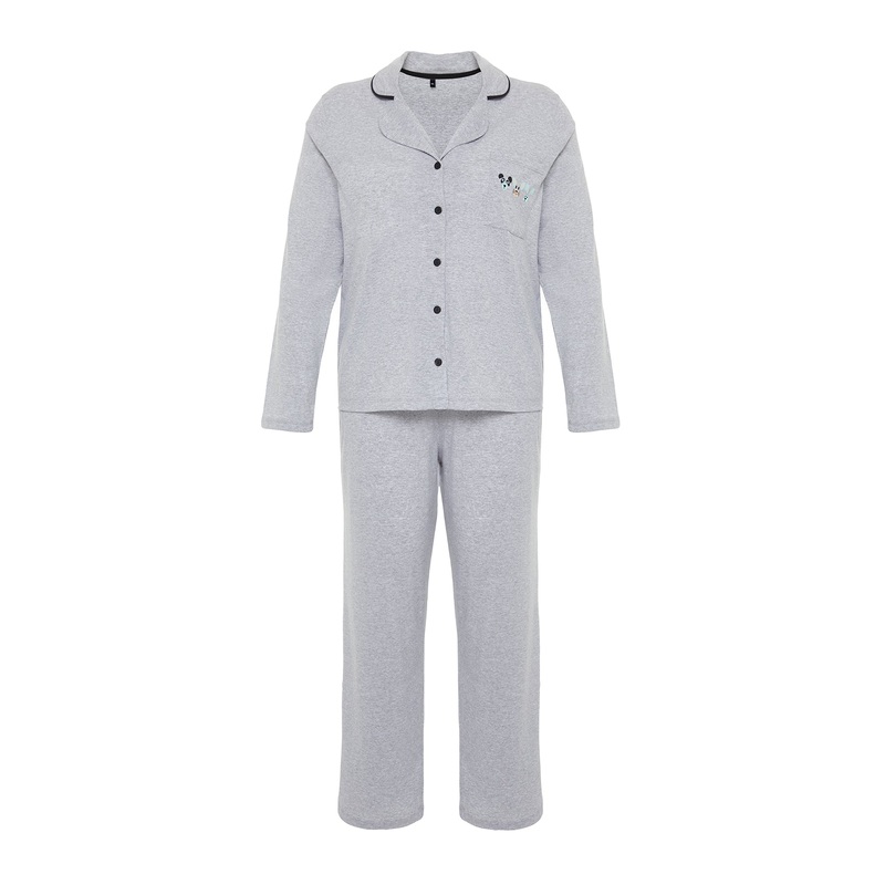Curve Women's Plain Long Sleeve Fitted Plus Size Pajama Set