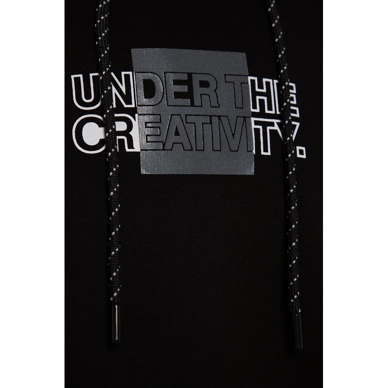 MAN Men's black Motto Long Sleeve Oversized Sweatshirts