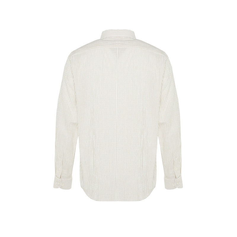 Man Men's Brown Striped Long Sleeve Regular Fit Shirt