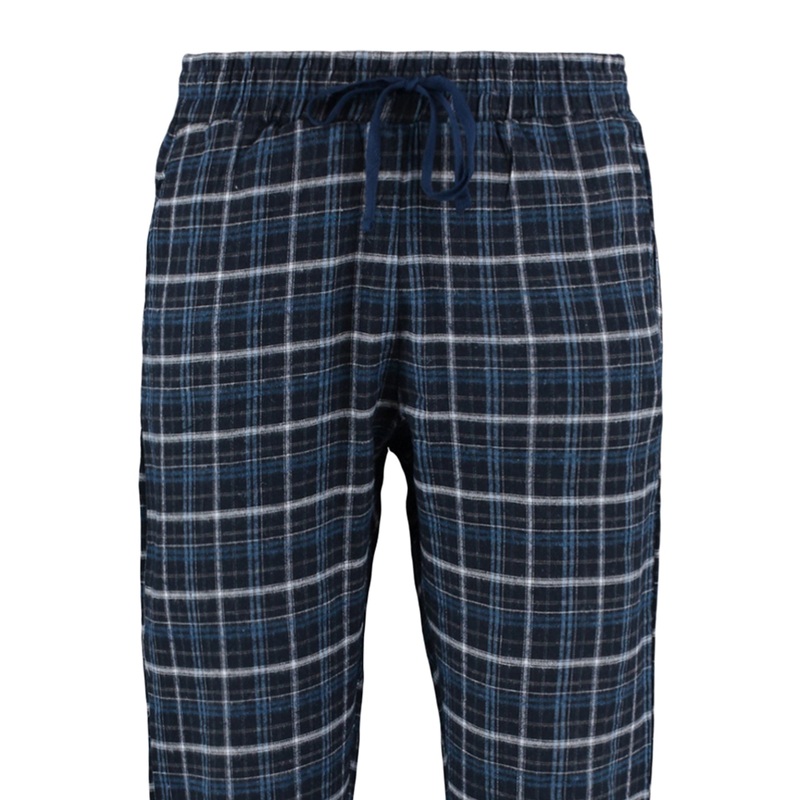 Man Men's Dark Blue Plaid Regular Fit Normal Waist Pajama Bottoms