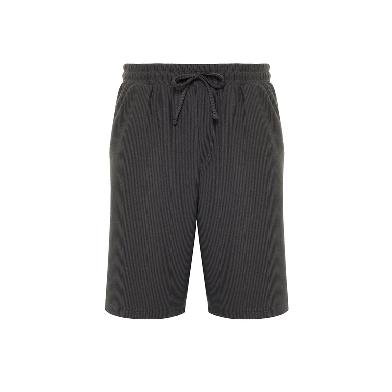 Man Men's Gray Plain Oversize Regular Waist Shorts & Bermudas