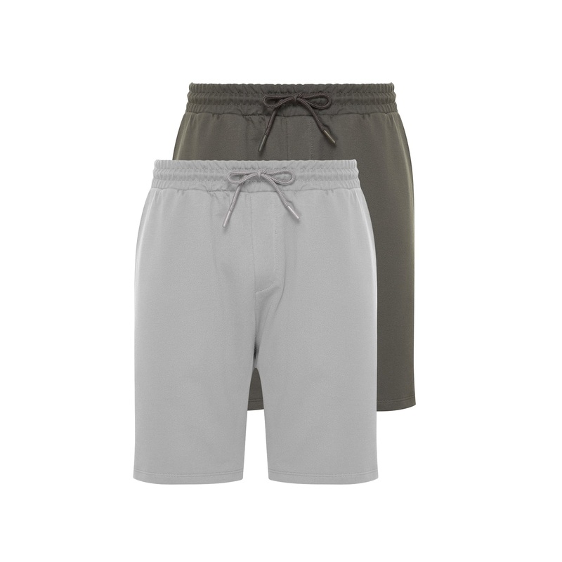 Man Men's Gray Plain Regular Regular Waist Shorts & Bermudas