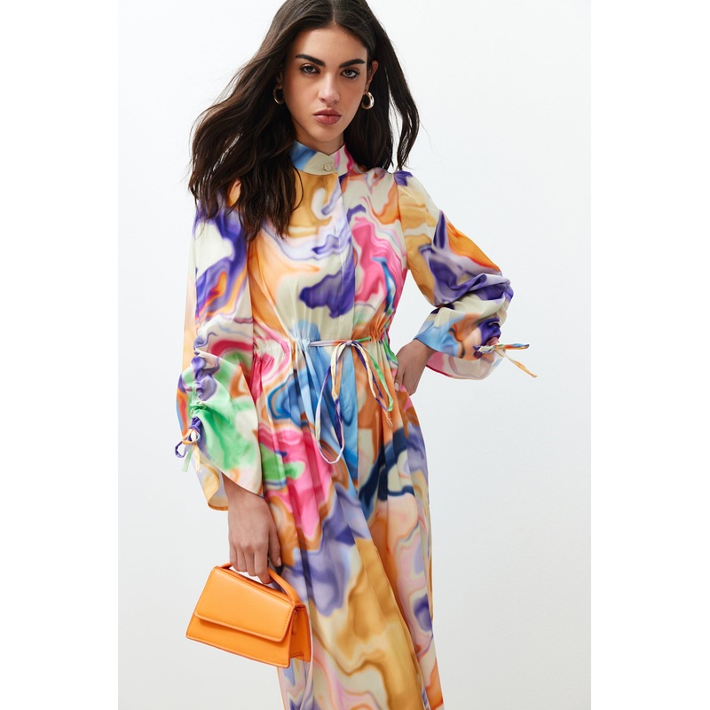 Modest Women's Abstract Maxi Long Casual Regular Dress