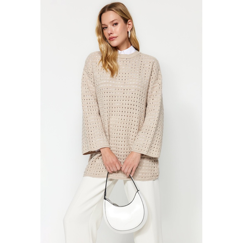 Modest Women's Dark Blue Ajour Long Sleeve Regular Fit Sweater