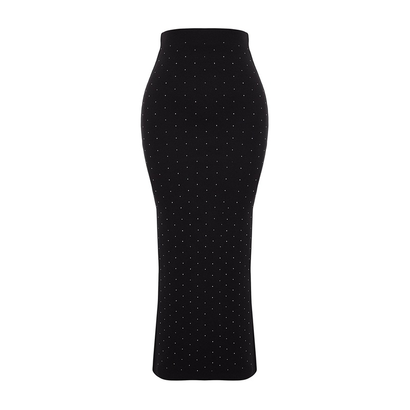 Women's black Straight Midi Pen SKIRT