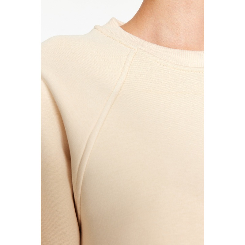 Women's Ecru Plain Long sleeve Regular fit Sweatshirt