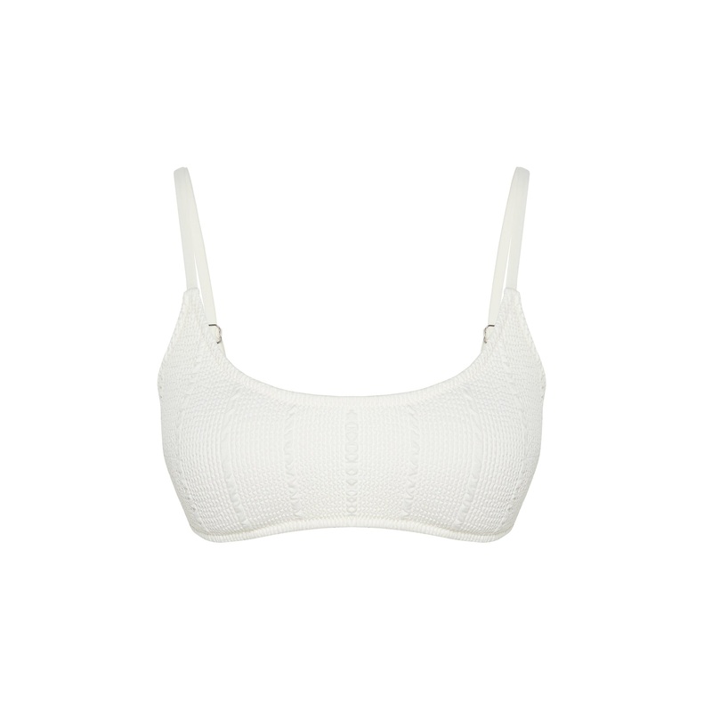 Women's Ecru Plain Throw Cup Bikini Top