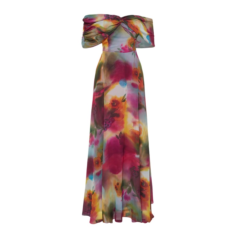 Women's Floral Maxi Sleeveless Prom Fitted Evening Dress & Prom Dress