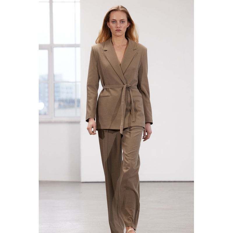 Women's Gray Plain Long Oversize Blazer