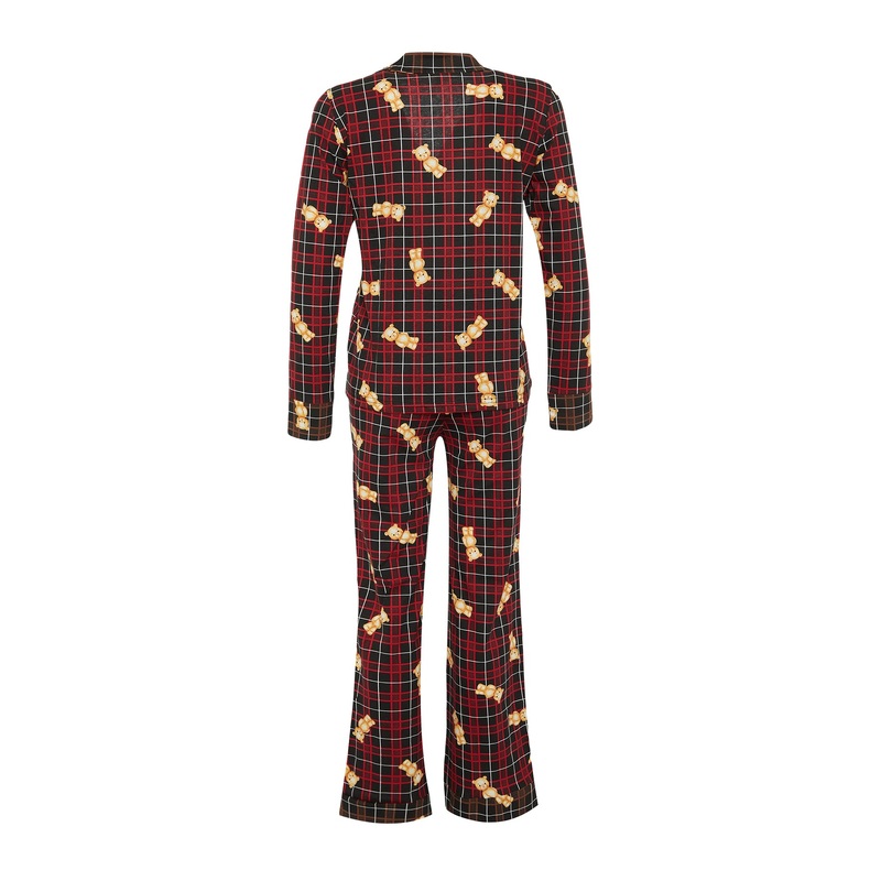 Women's Gray Striped Long Sleeve Homewear Regular Pajama Set