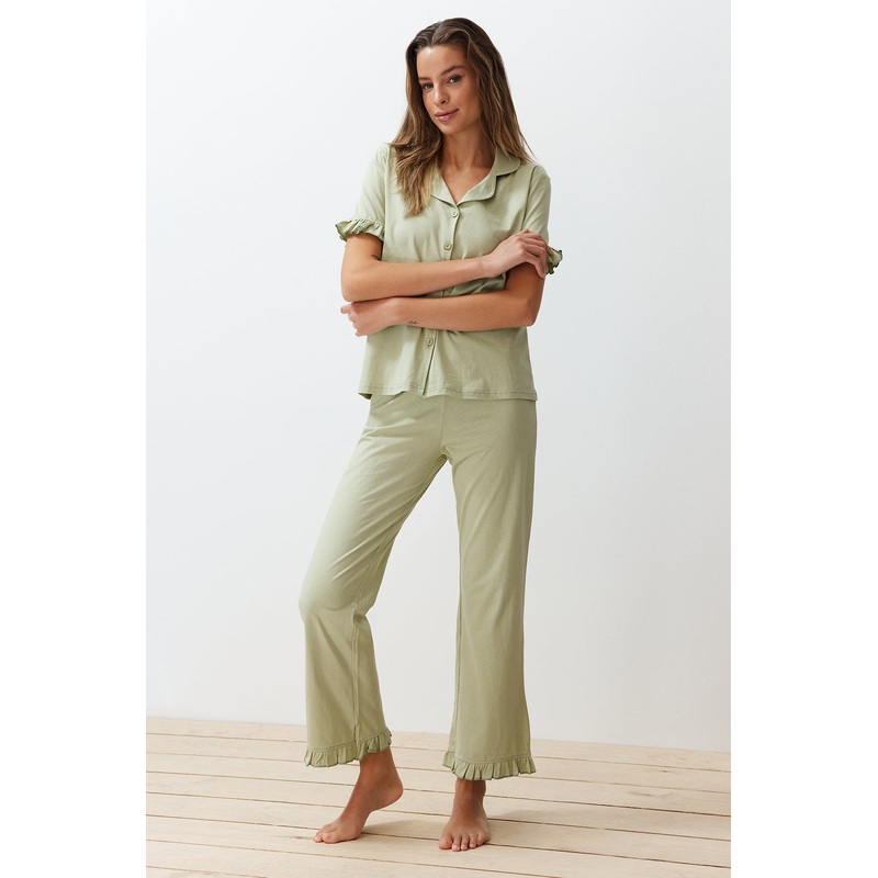 Women's Green Solid Short Lounge/home Regular Pajama Set