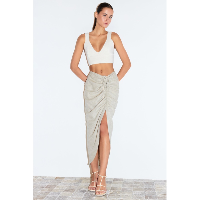 Women's Plain Midi Asymmetric Skirt