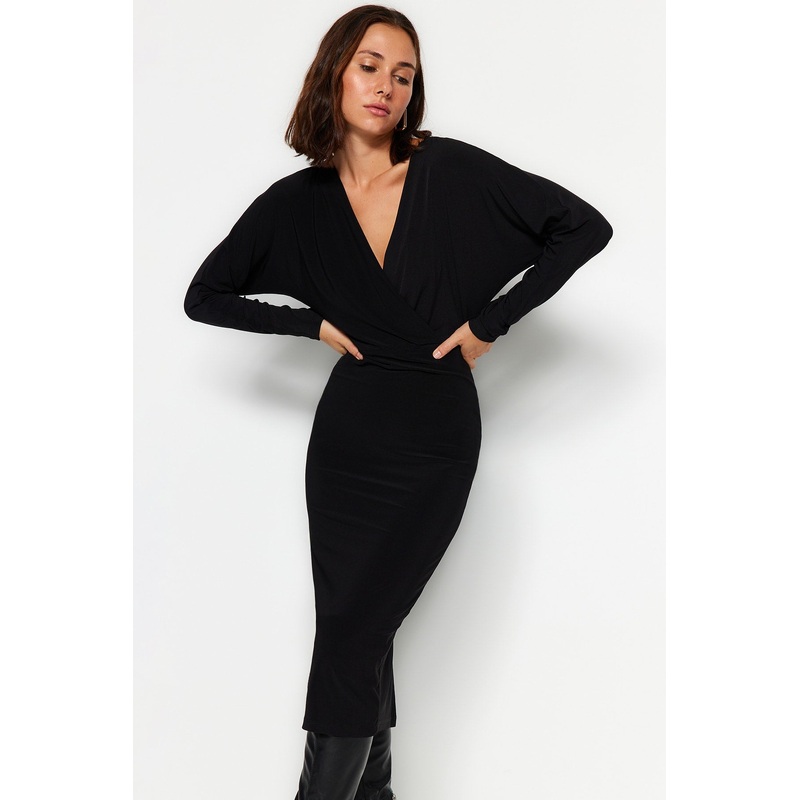 Women's Plain Midi Long sleeve Business Slim fit Dress