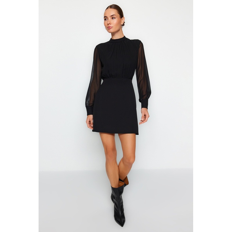 Women's Plain Mini Long Sleeve Business Fitted Dress