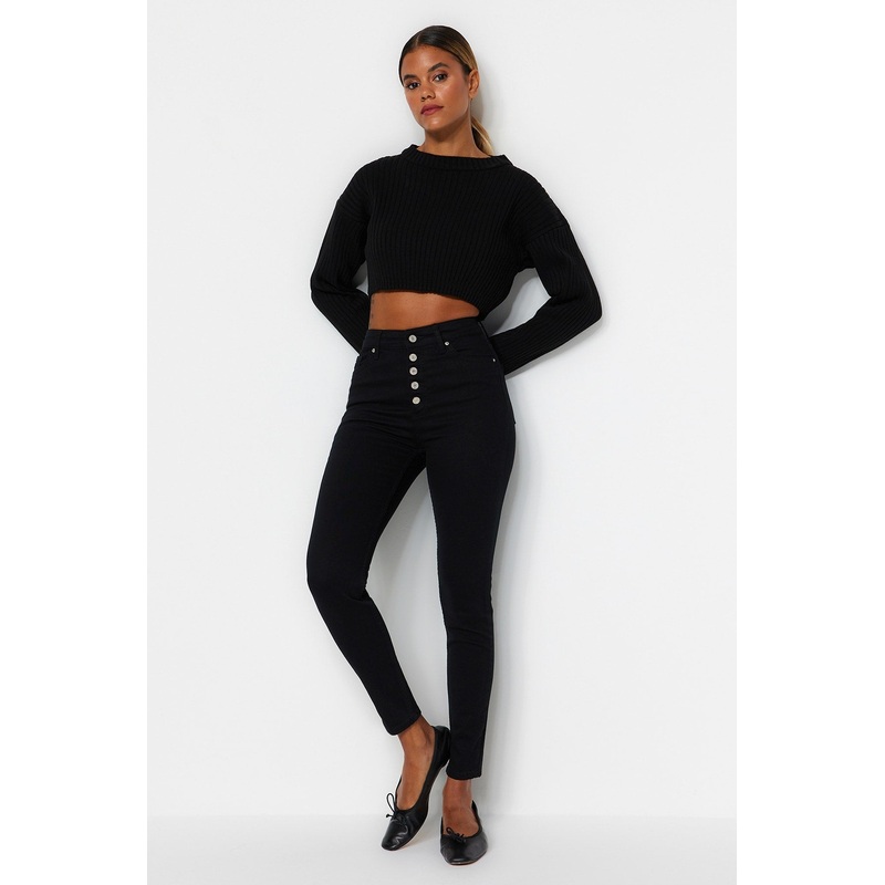 Women's Plain Skinny High Waist Jeans