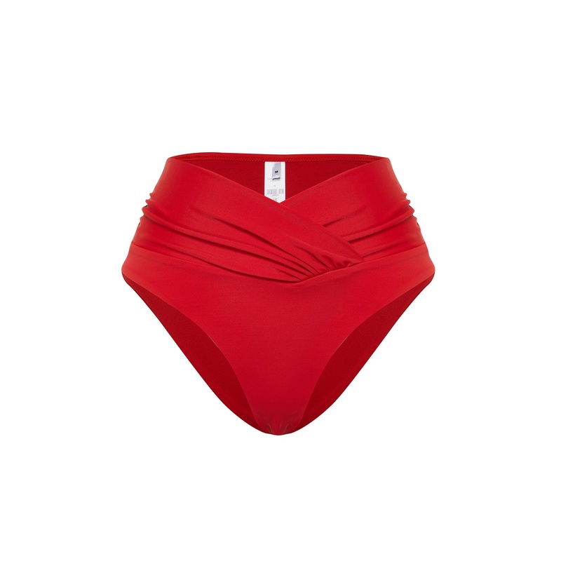 Women's Red Plain Bikini Bottoms