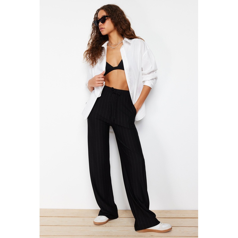 Women's Striped High Waist Trousers