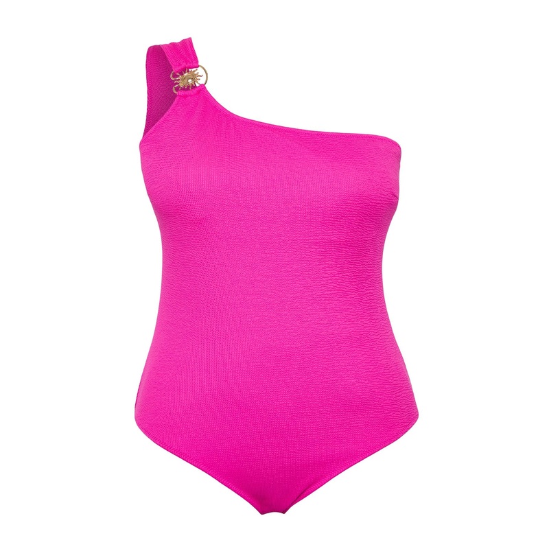 Curve Women's Pink Textured Disposal Container Plus Size Swimsuit