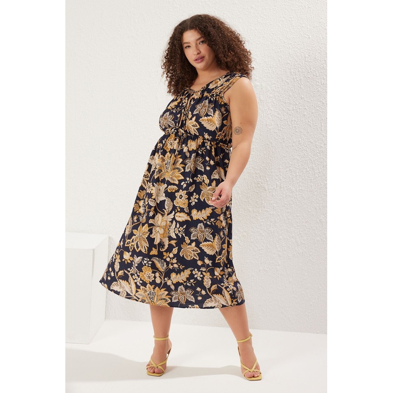 Curve Women's Plain Mini Sleeveless Casual Relaxed Fit Plus Size Dress